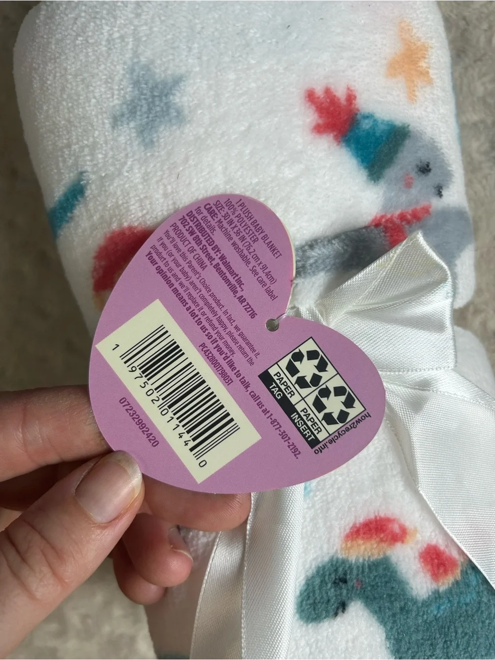 Walmart Parent's Choice Christmas Dinosaur Baby Blanket Blue White Hats Scarves